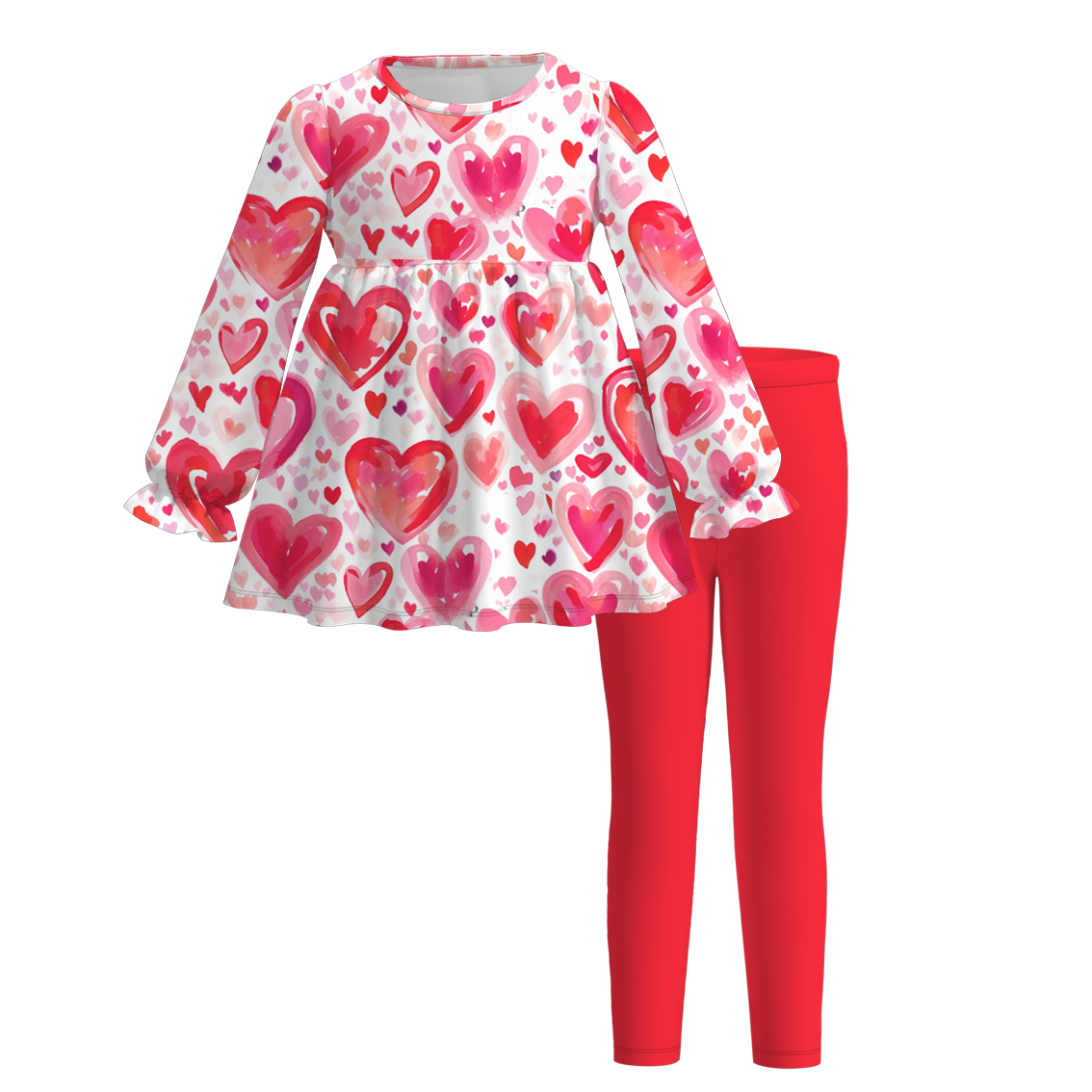 (Pre Order)Girls Valentine's Day Print Outfit Set