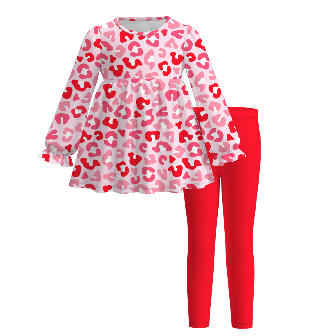 (Pre Order)Girls Valentine's Day Print Outfit Set