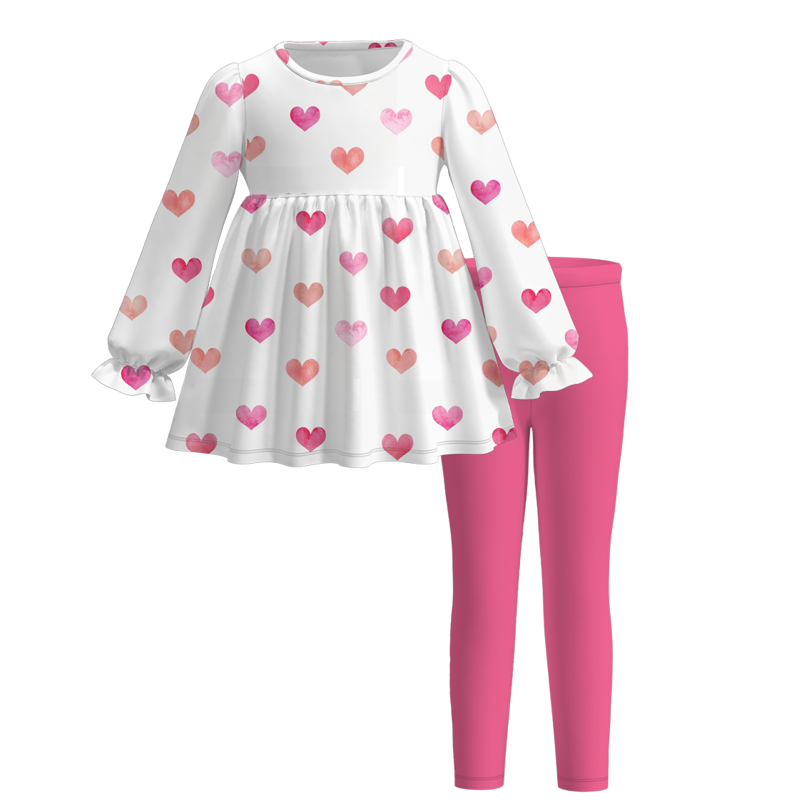 (Pre Order)Girls Valentine's Day Print Outfit Set
