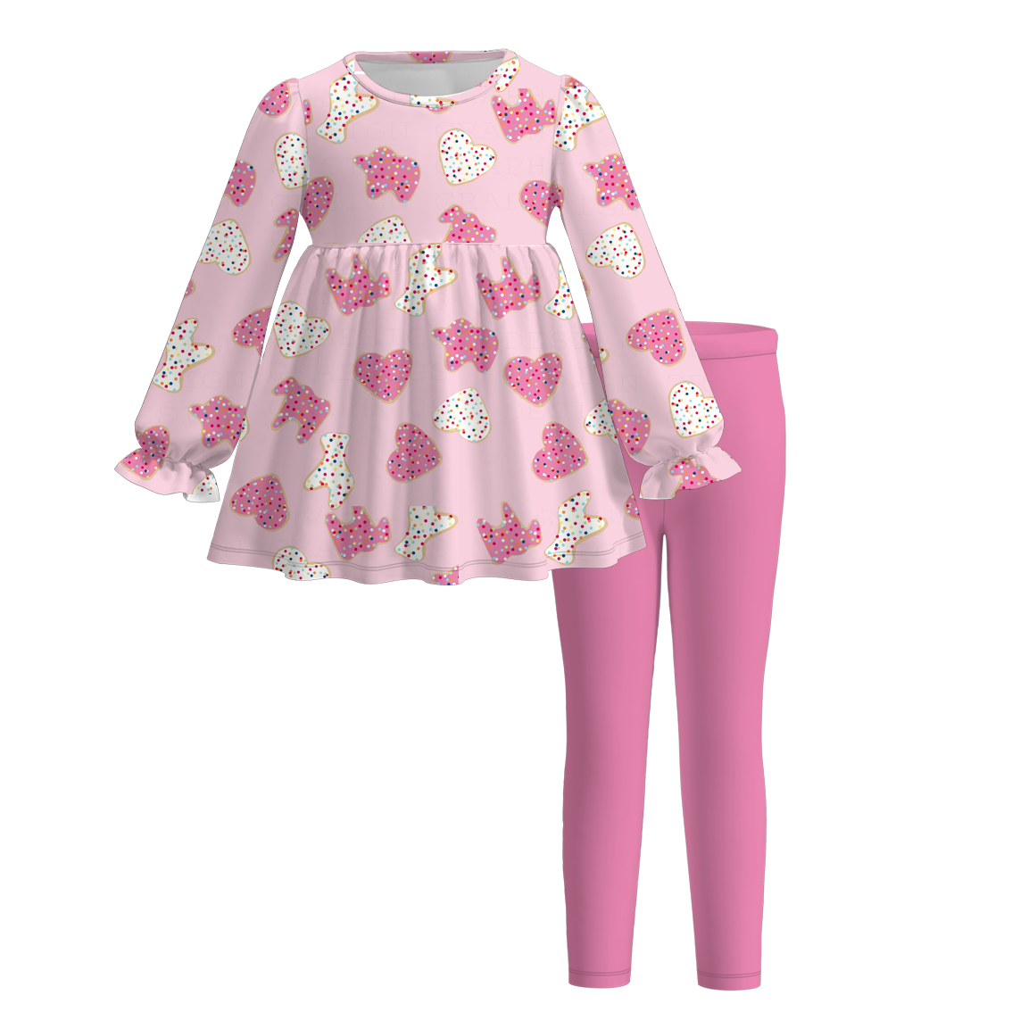 (Pre Order)Girls Valentine's Day Print Outfit Set