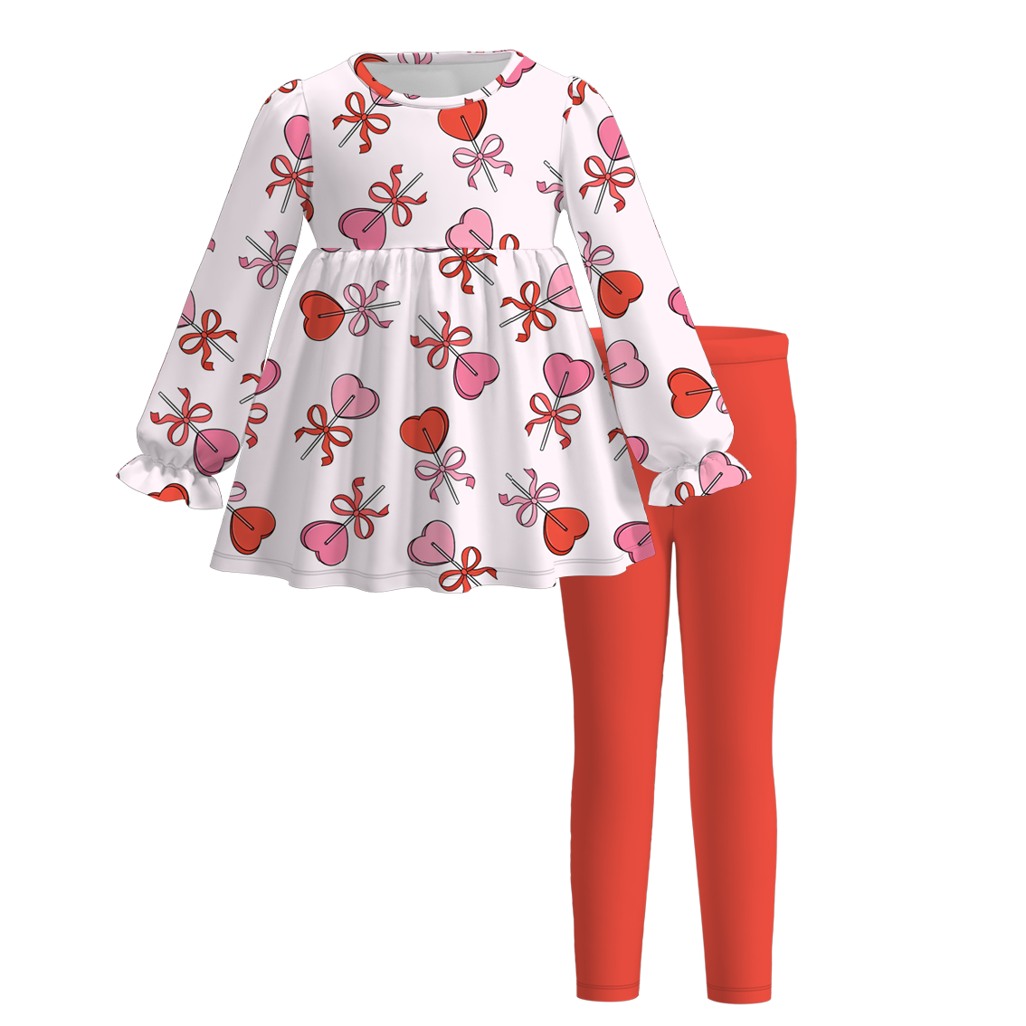 (Pre Order)Girls Valentine's Day Print Outfit Set