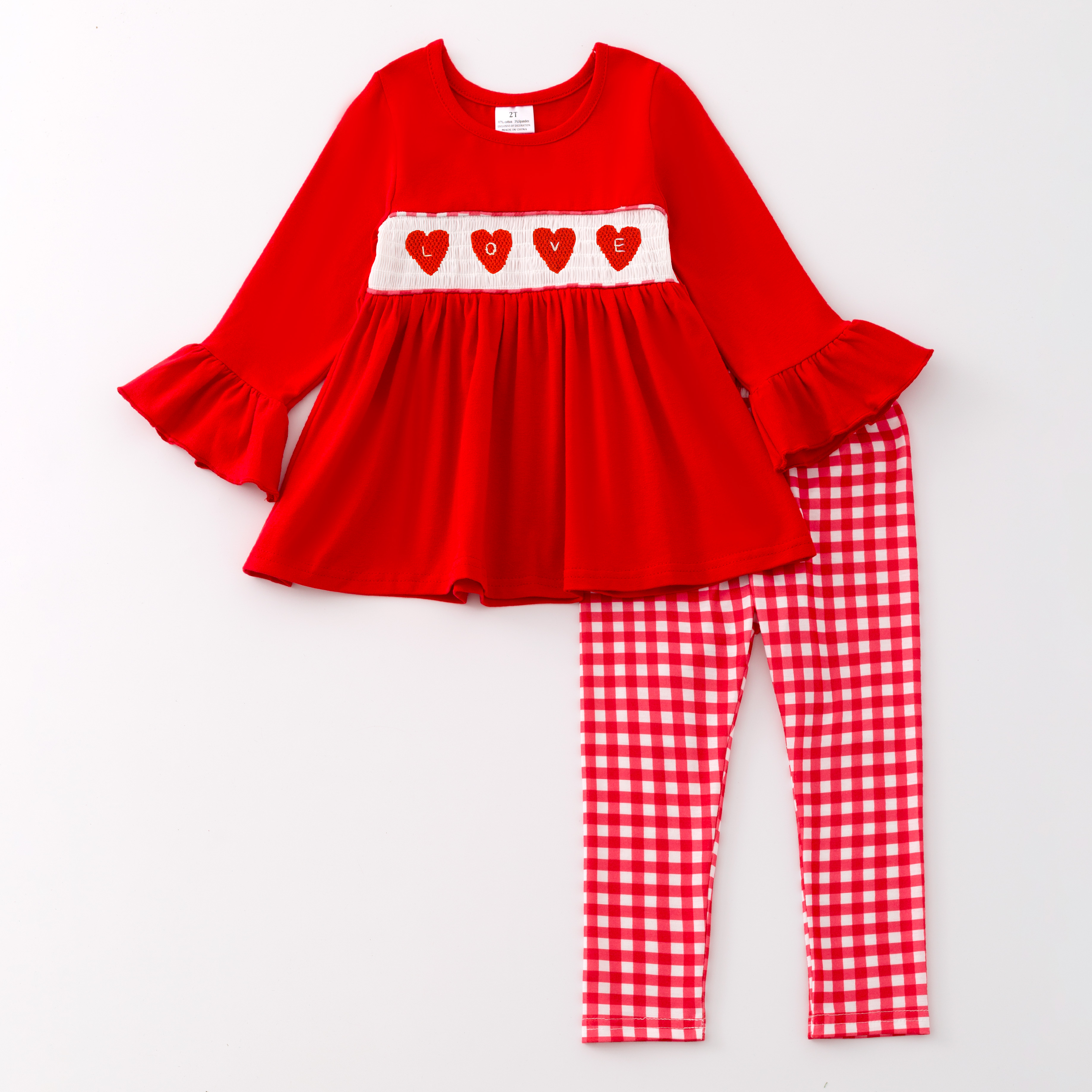 (Pre Order)Girls and Boys Valentine's Day Embroidery Smocked Dress Romper Outfit