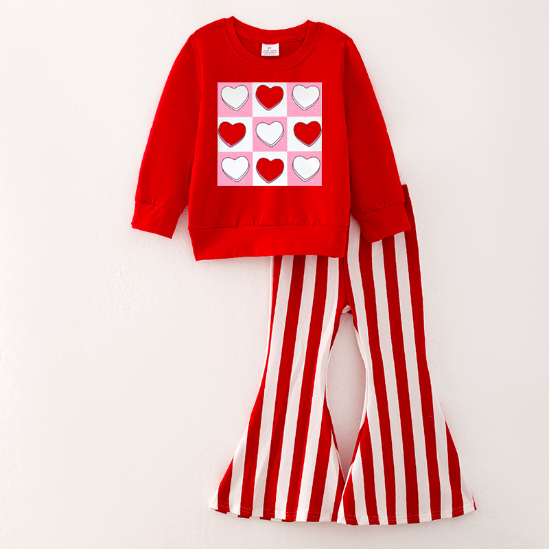 (Pre Order)Girls Valentine's Day Print Outfit Set