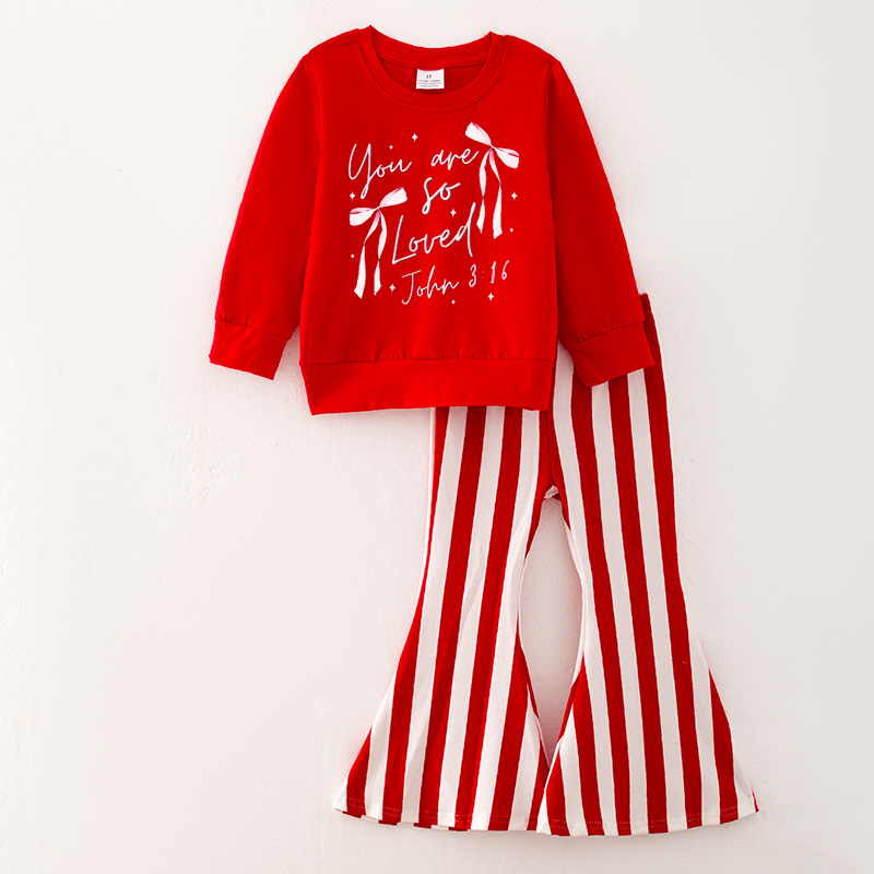 (Pre Order)Girls Valentine's Day Print Outfit Set