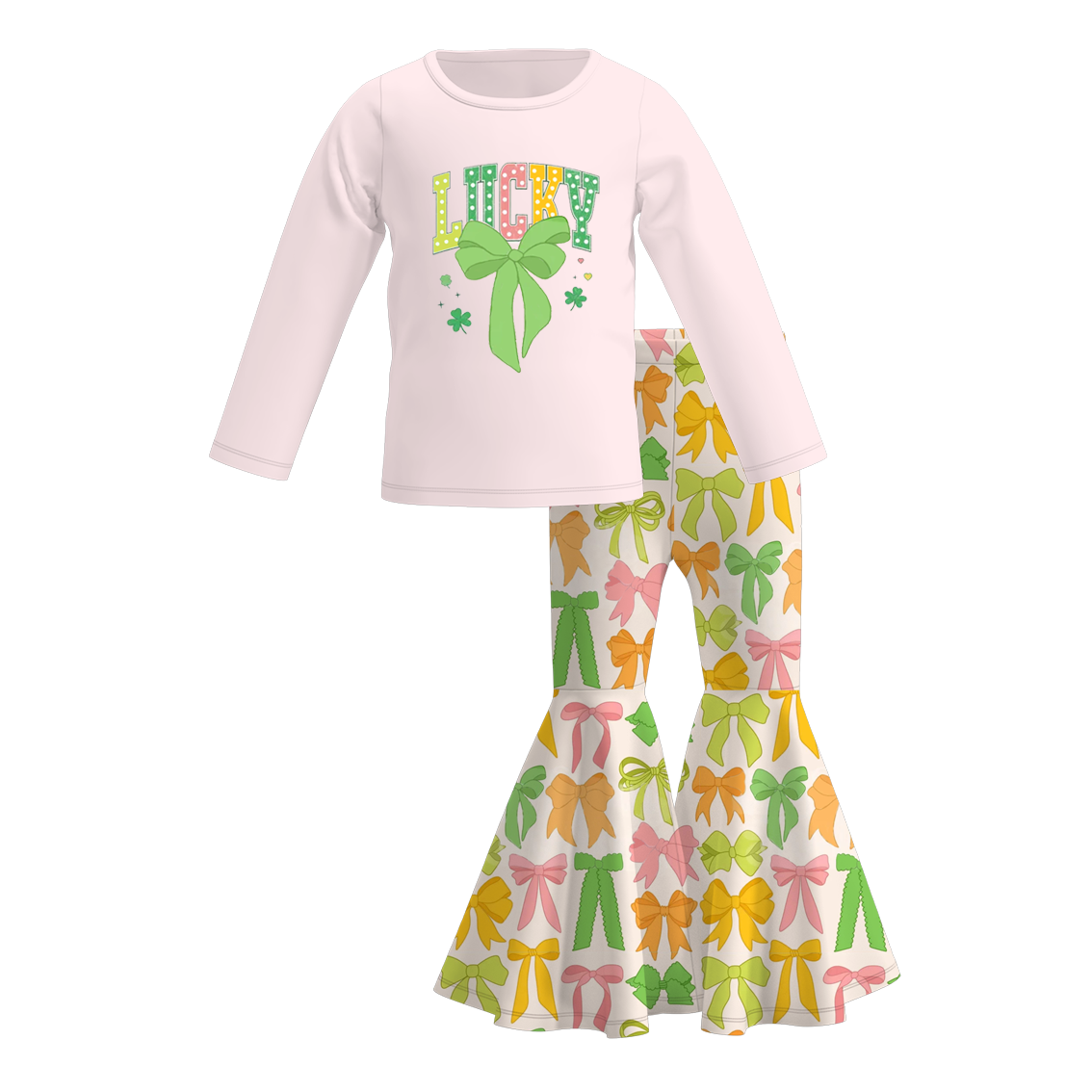 (Pre Order)Girls St.Patrick's Day Shamrock Print Outfit Set
