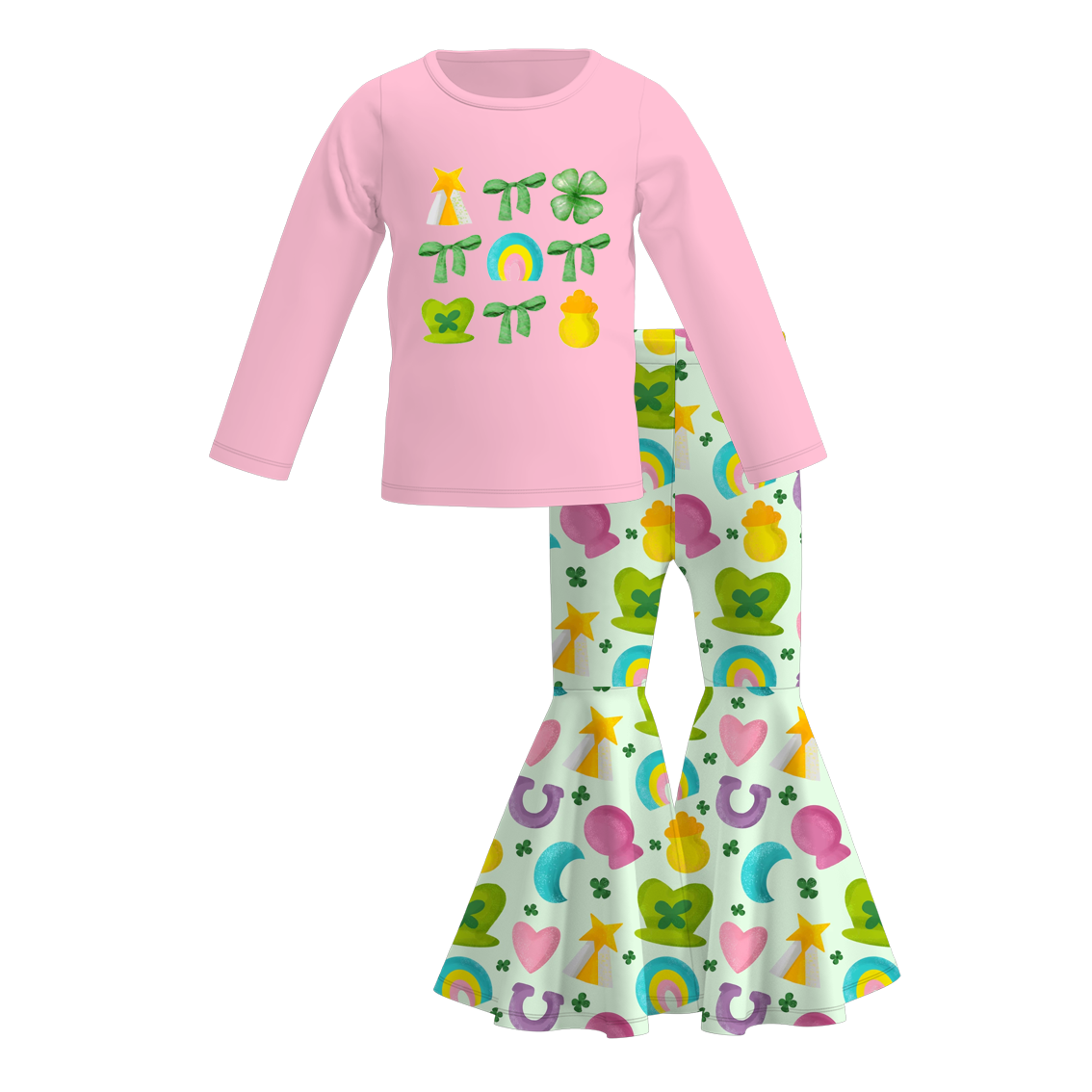 (Pre Order)Girls St.Patrick's Day Shamrock Print Outfit Set