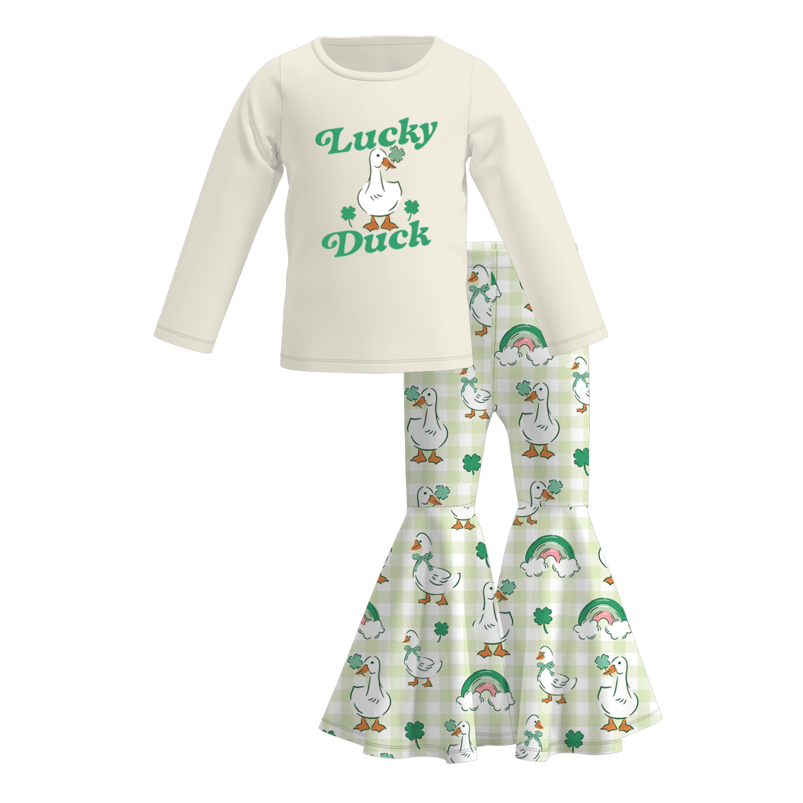 (Pre Order)Girls St.Patrick's Day Shamrock Print Outfit Set