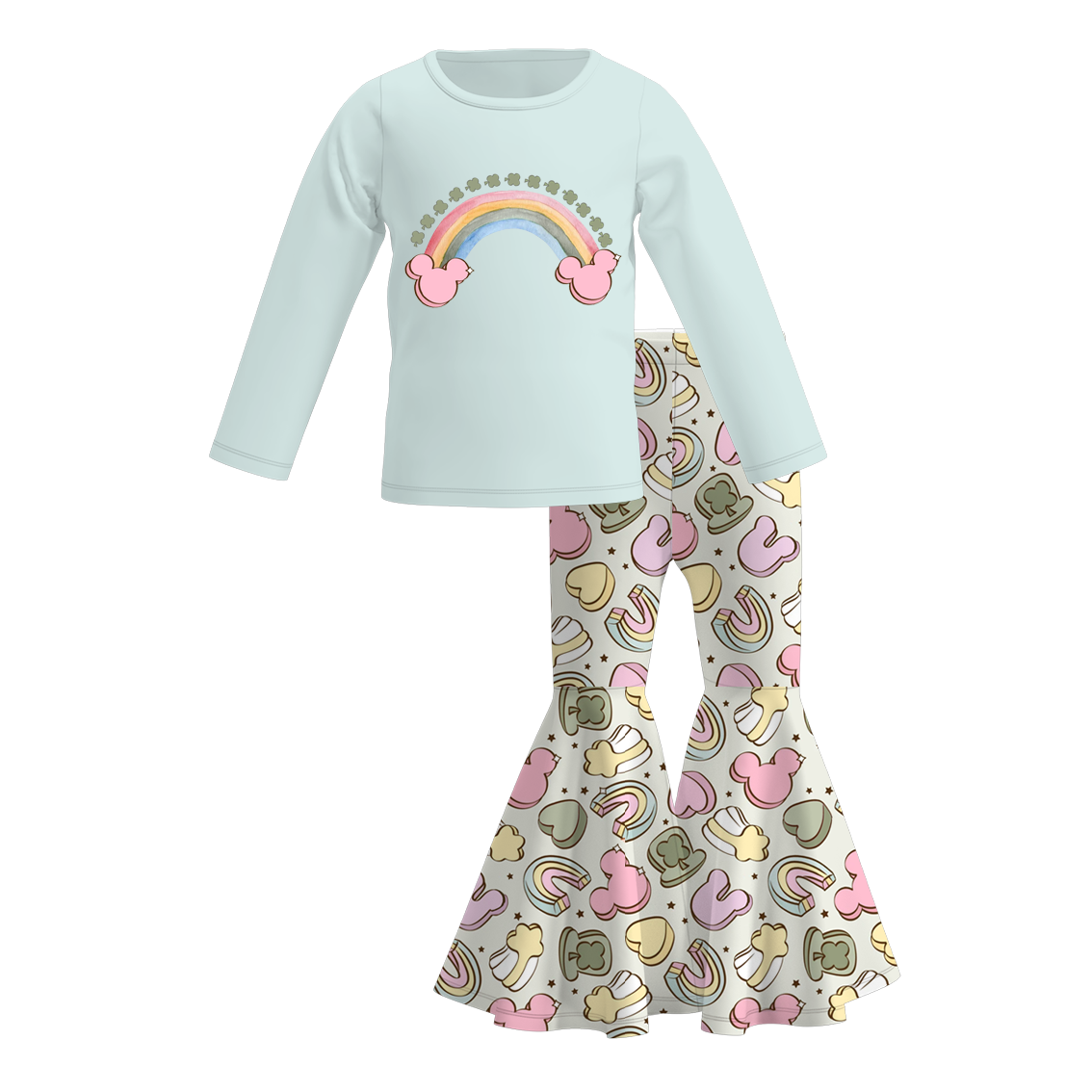 (Pre Order)Girls St.Patrick's Day Shamrock Print Outfit Set