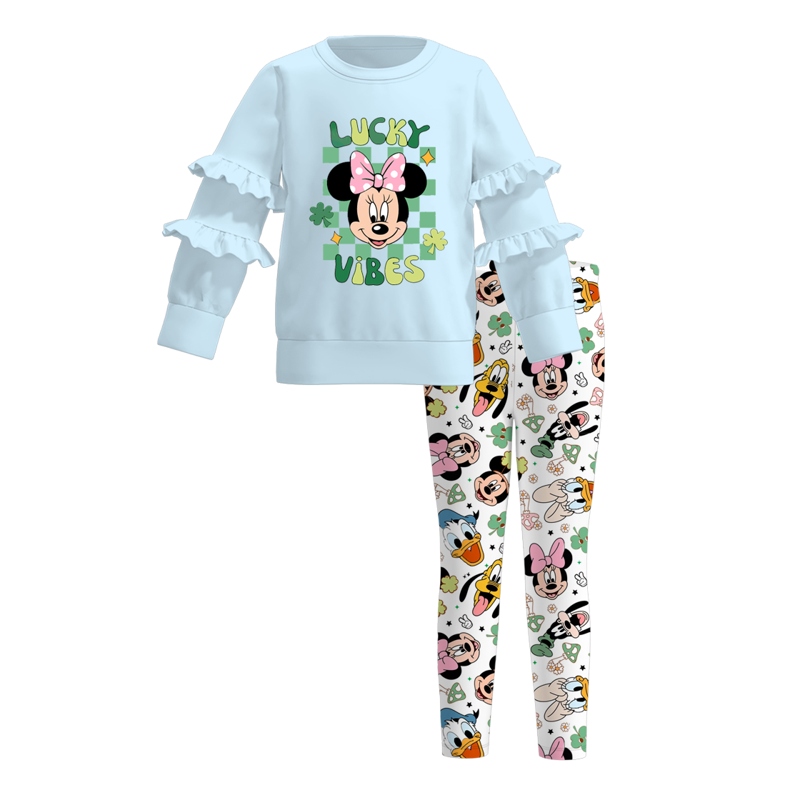 (Pre Order)Girls St.Patrick's Day Shamrock Print Outfit Set