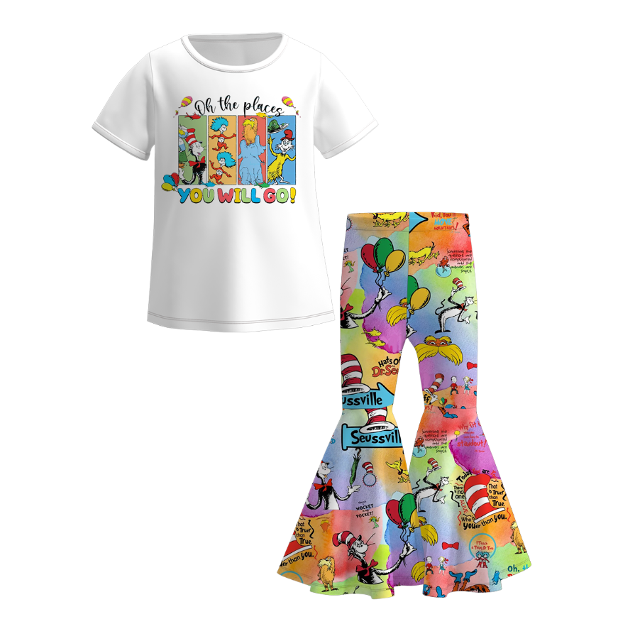 (Pre Order)Girls Spring and Summer DR SEUSS Print Outfit Set