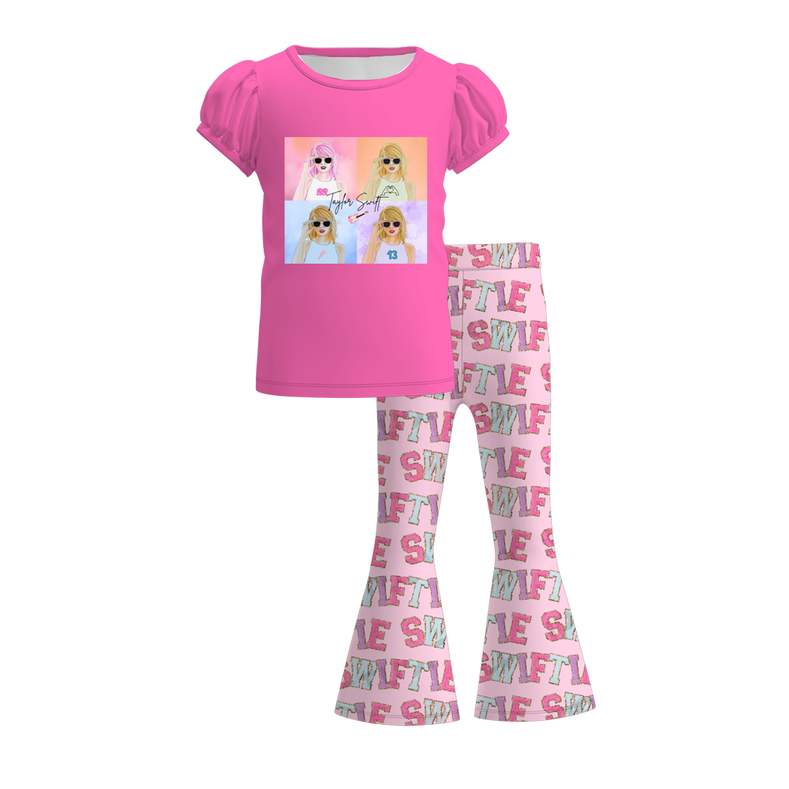 (Pre Order)Girls Spring and Summer TS Print Outfit Set