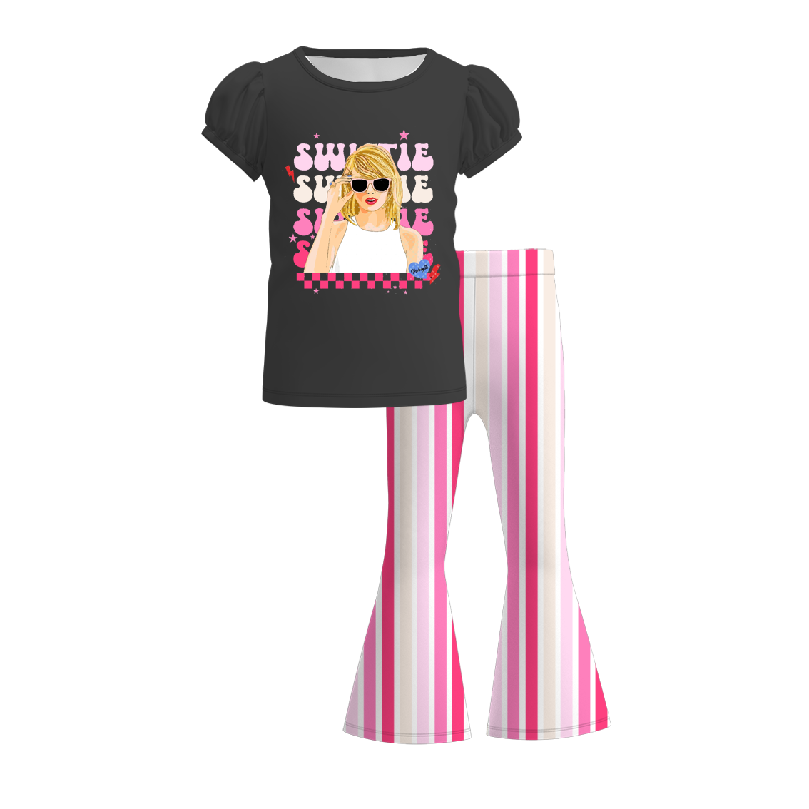 (Pre Order)Girls Spring and Summer TS Print Outfit Set