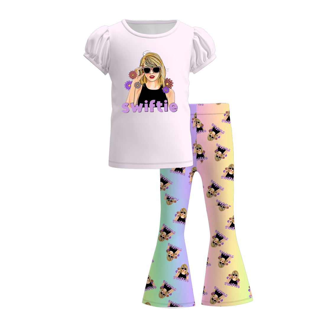 (Pre Order)Girls Spring and Summer TS Print Outfit Set