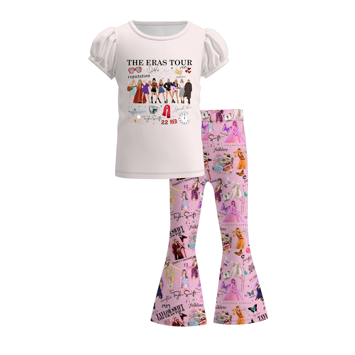 (Pre Order)Girls Spring and Summer TS Print Outfit Set