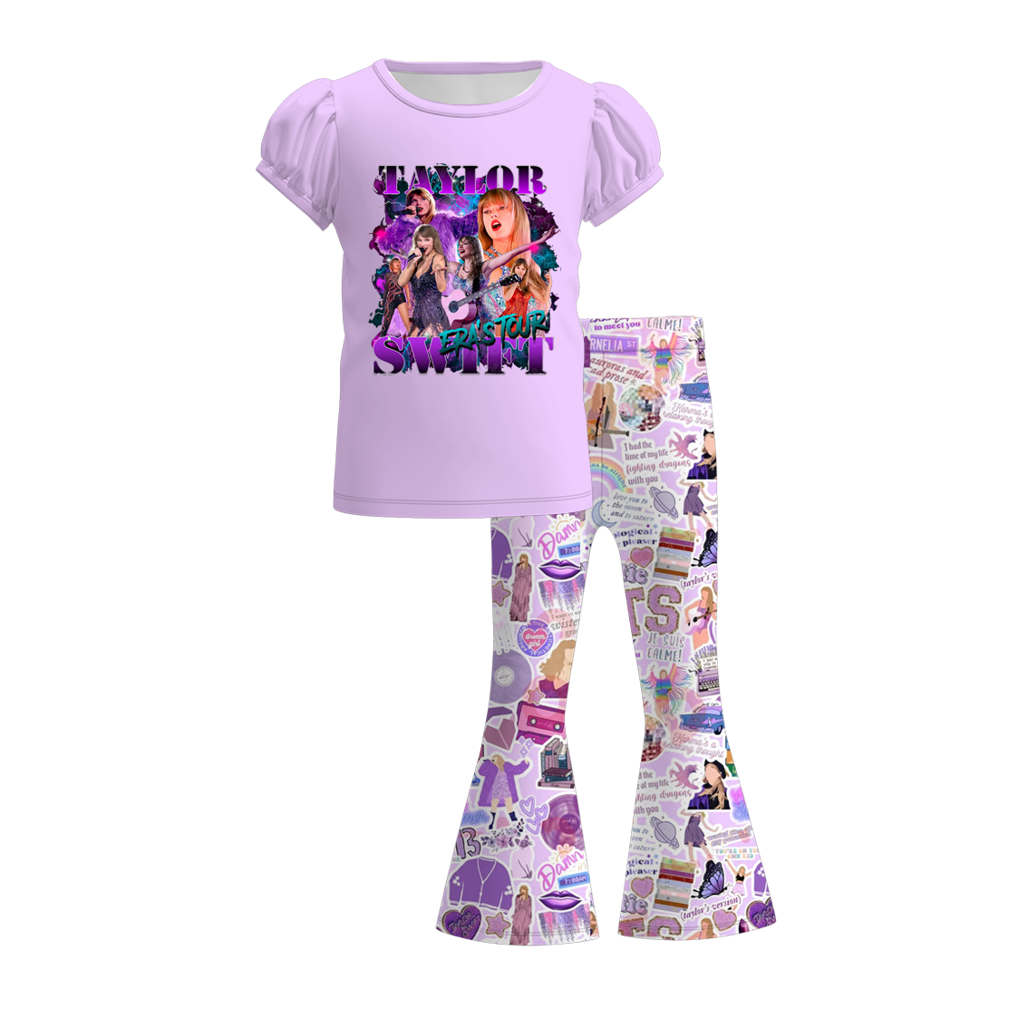 (Pre Order)Girls Spring and Summer TS Print Outfit Set
