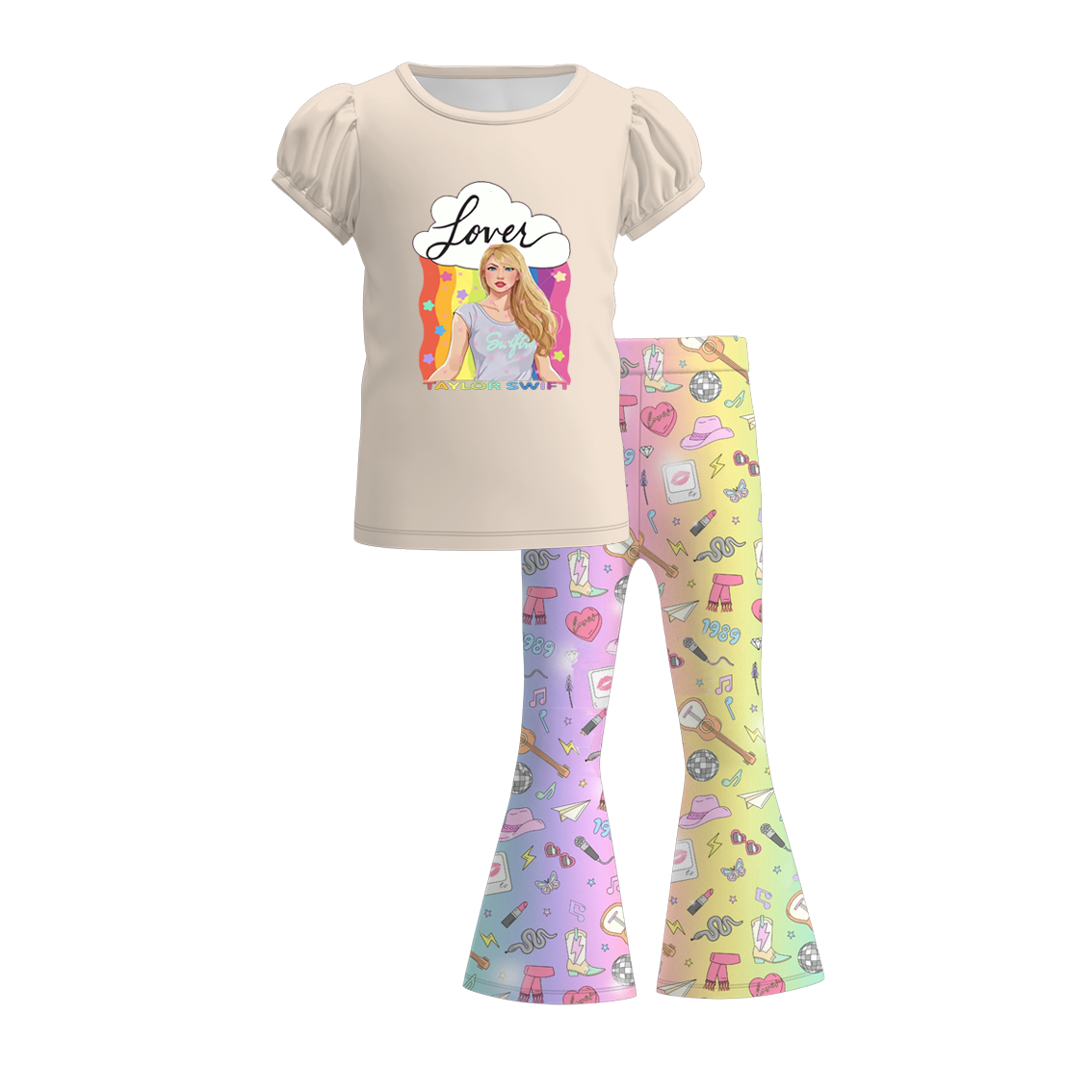 (Pre Order)Girls Spring and Summer TS Print Outfit Set