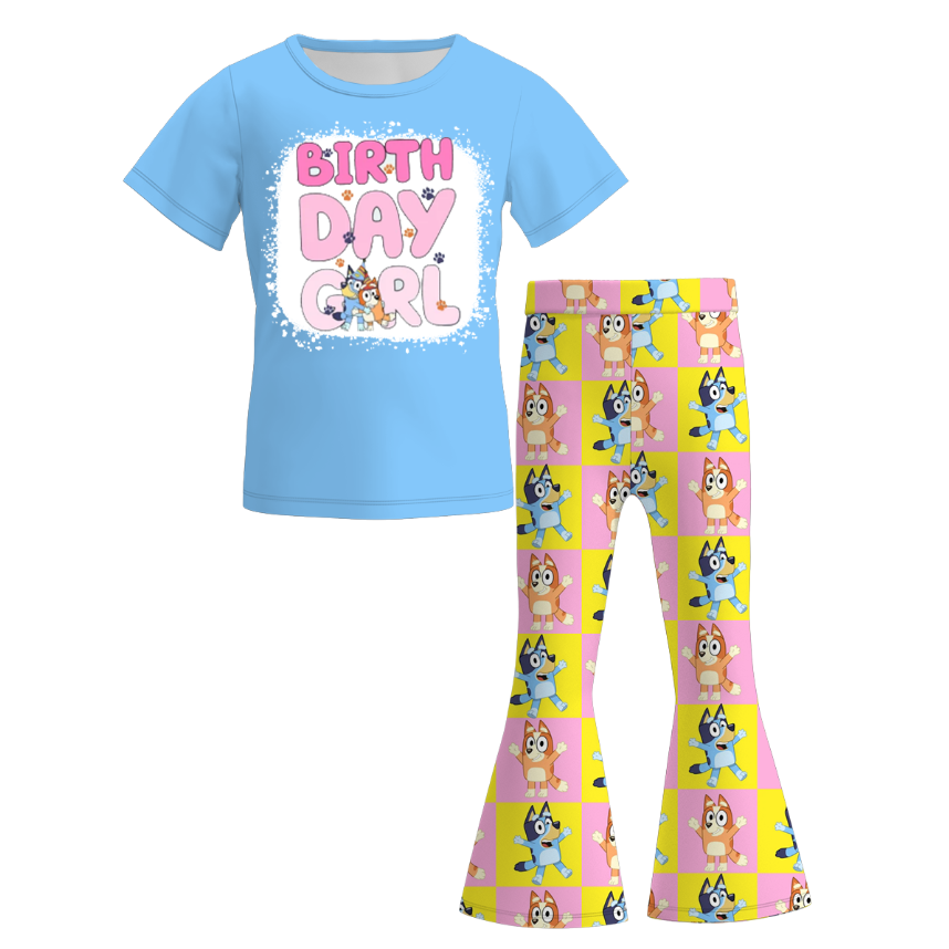 (Pre Order)Girls Spring and Summer Cartoon Print Outfit Set