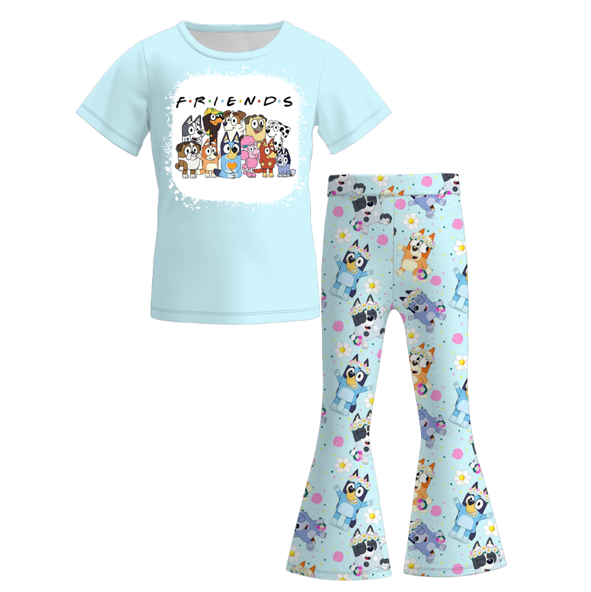 (Pre Order)Girls Spring and Summer Cartoon Print Outfit Set