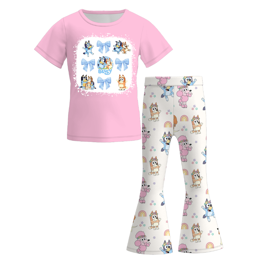 (Pre Order)Girls Spring and Summer Cartoon Print Outfit Set