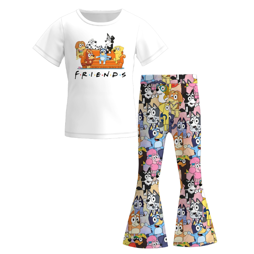 (Pre Order)Girls Spring and Summer Cartoon Print Outfit Set