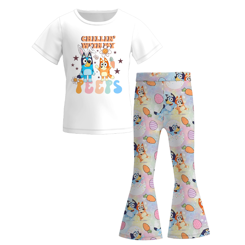 (Pre Order)Girls Spring and Summer Cartoon Print Outfit Set