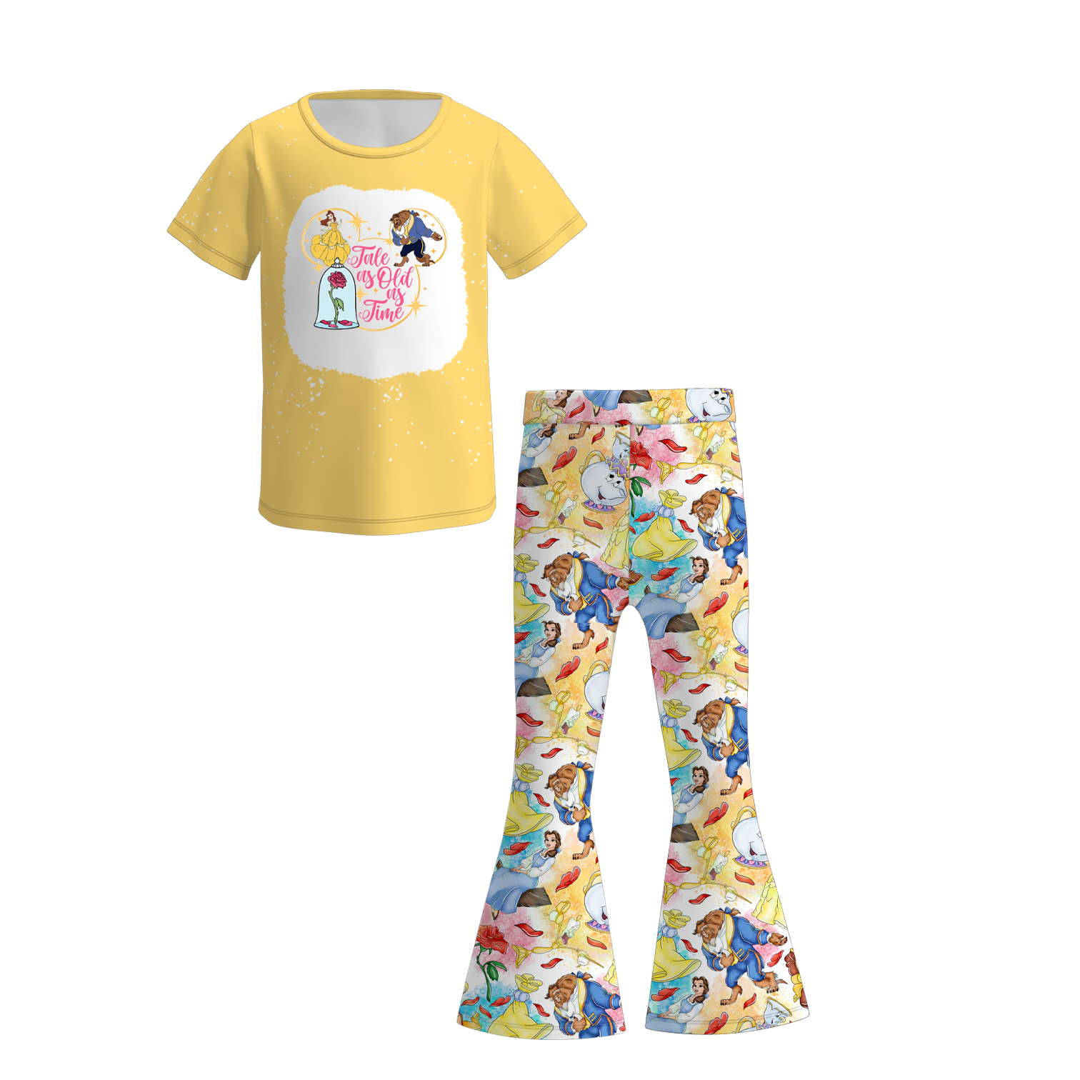 (Pre Order)Girls Spring and Summer Princess Print Outfit Set