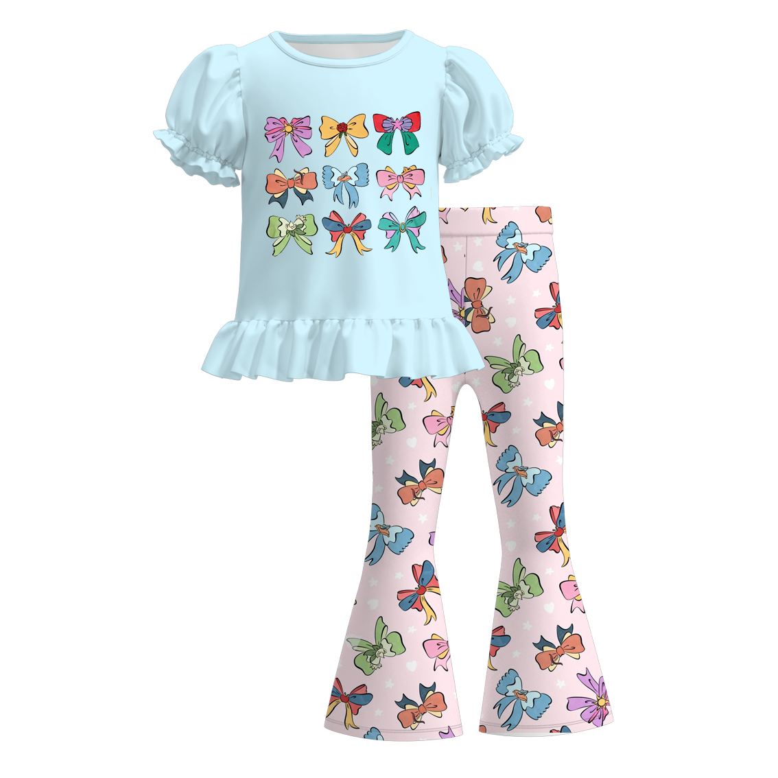 (Pre Order)Girls Spring and Summer Cartoon Character Print Outfit Set