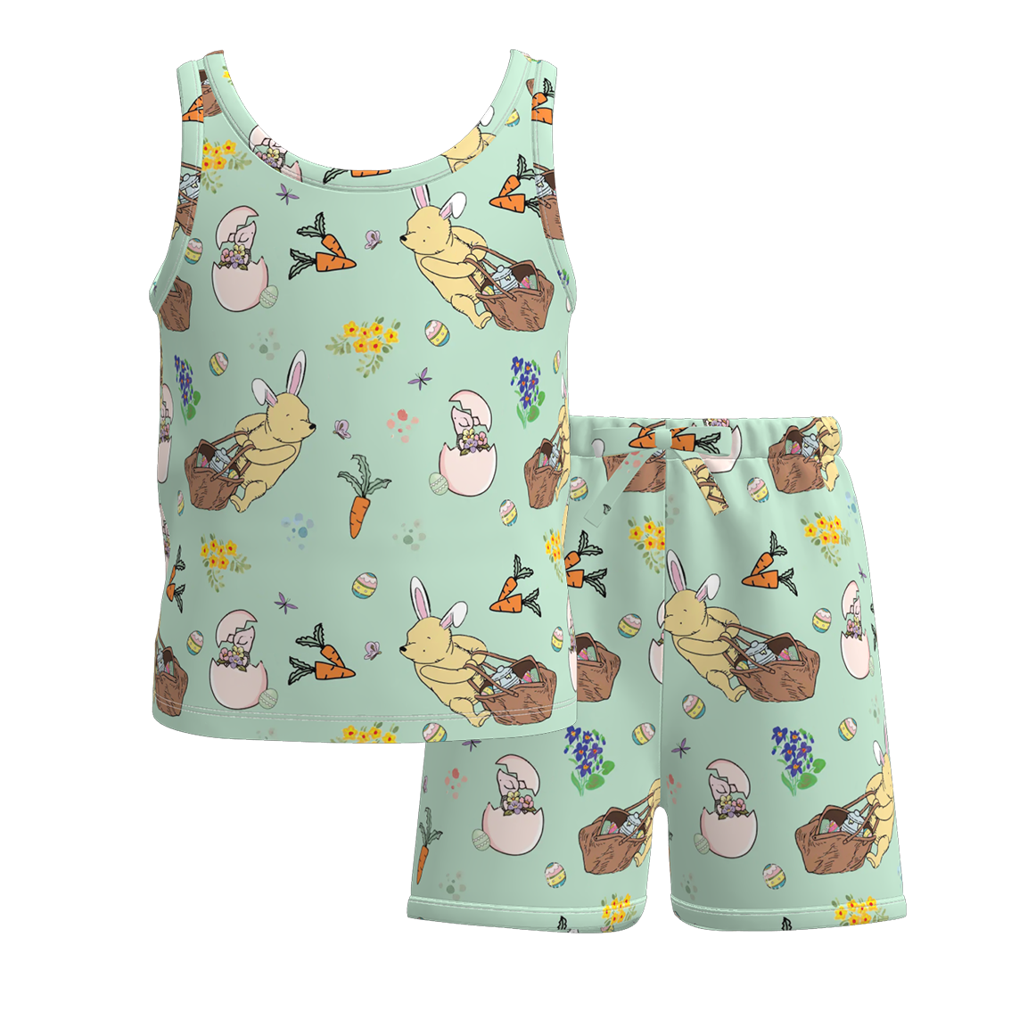 (Pre Order)Girls Spring and Summer Cartoon Print Shorts Set