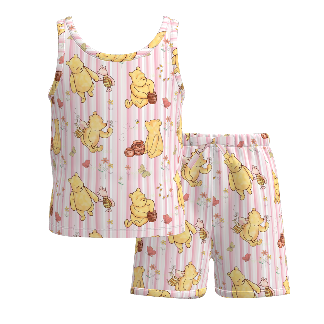 (Pre Order)Girls Spring and Summer Cartoon Print Shorts Set