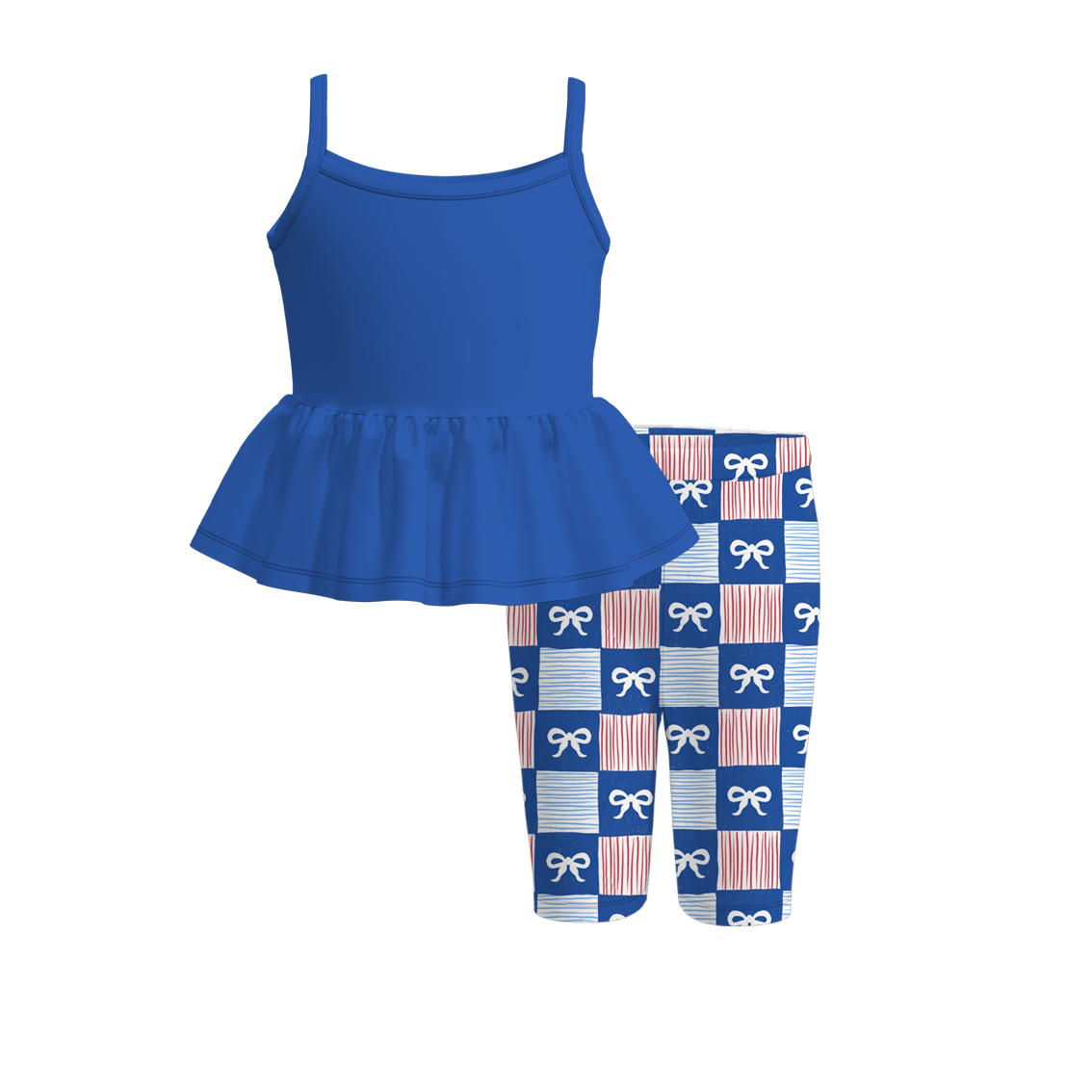 (Pre Order)Girls Patriotic Print Capris Set