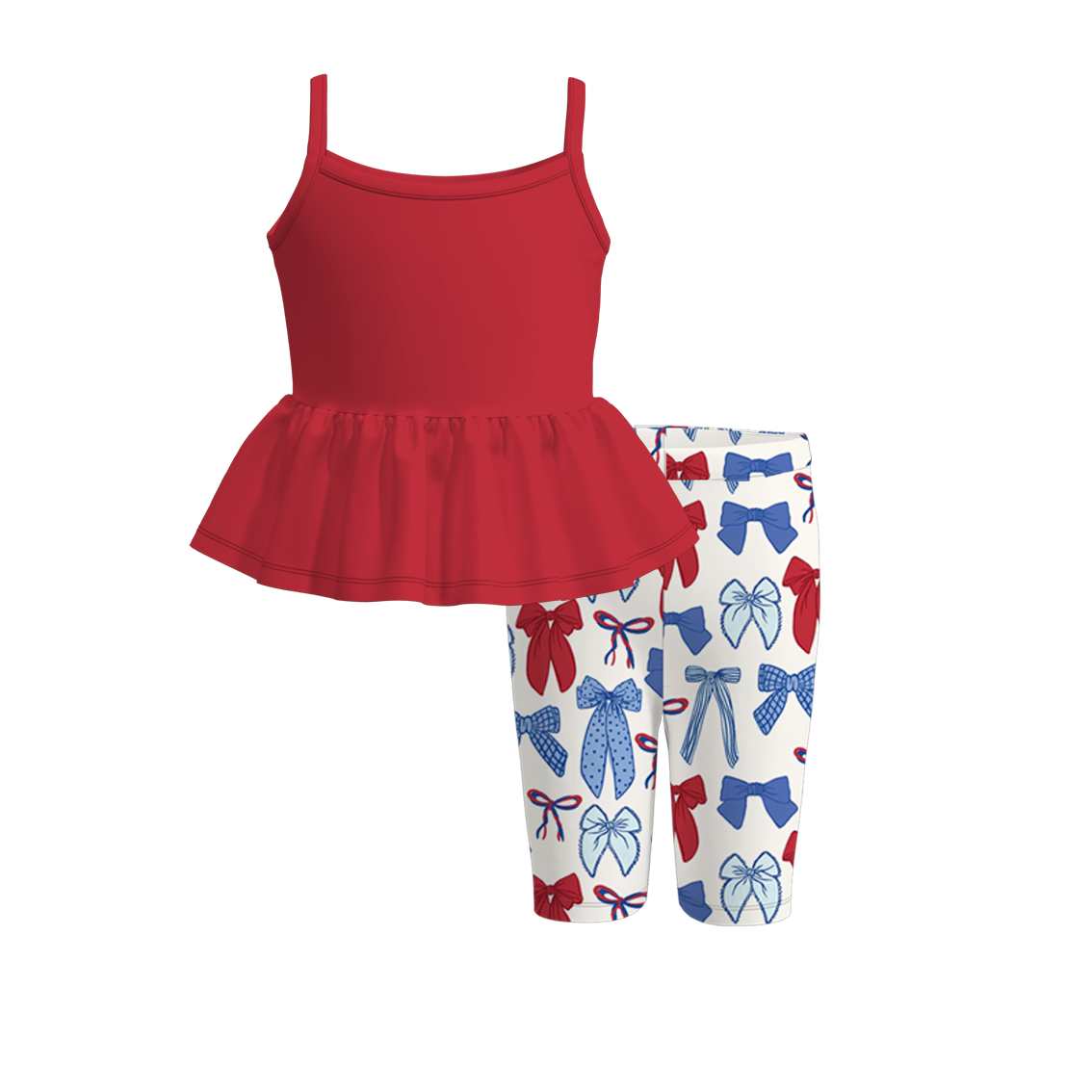 (Pre Order)Girls Patriotic Print Capris Set
