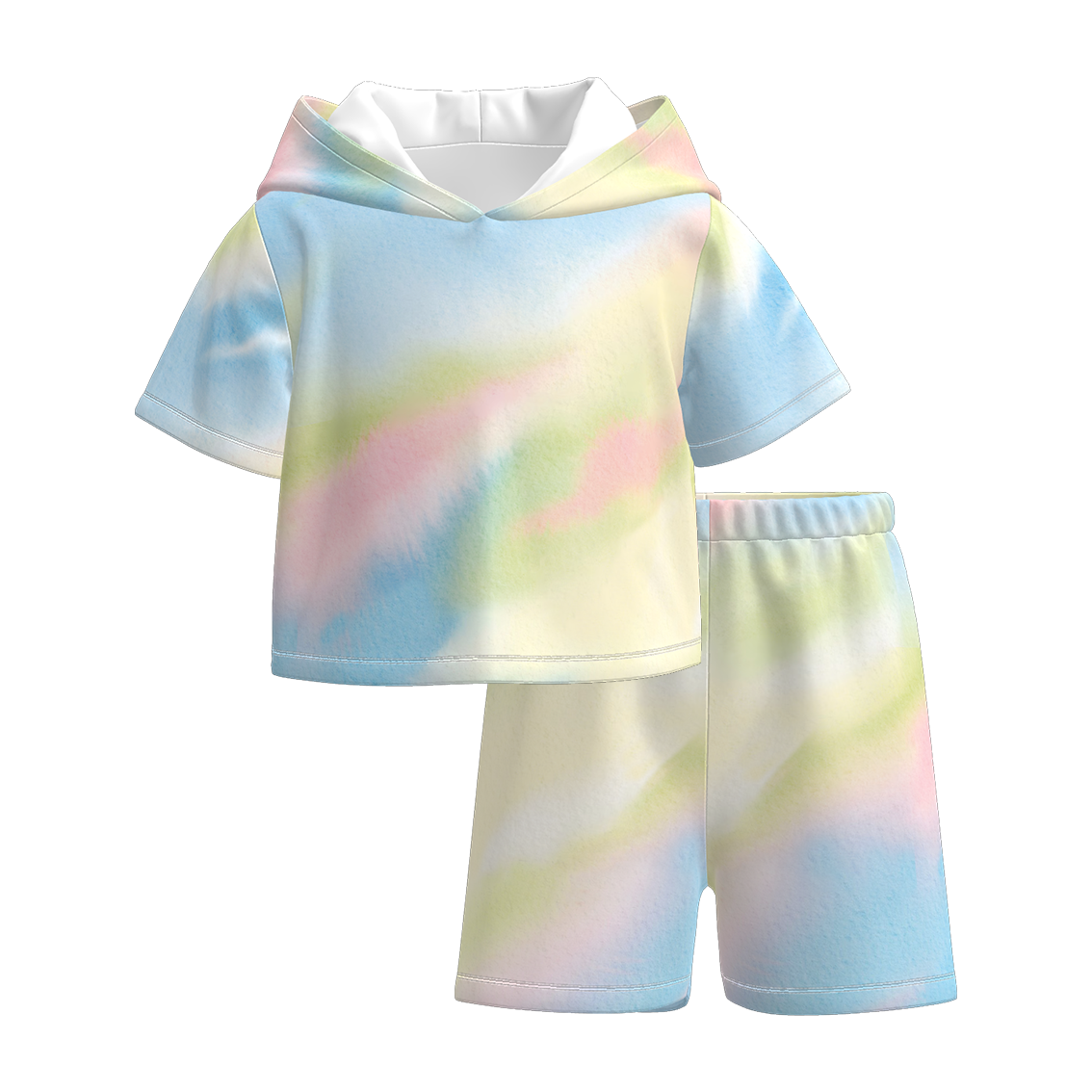 (Pre Order)Girls Spring and Summer Tie-dye Hooded Sweatshirt Set