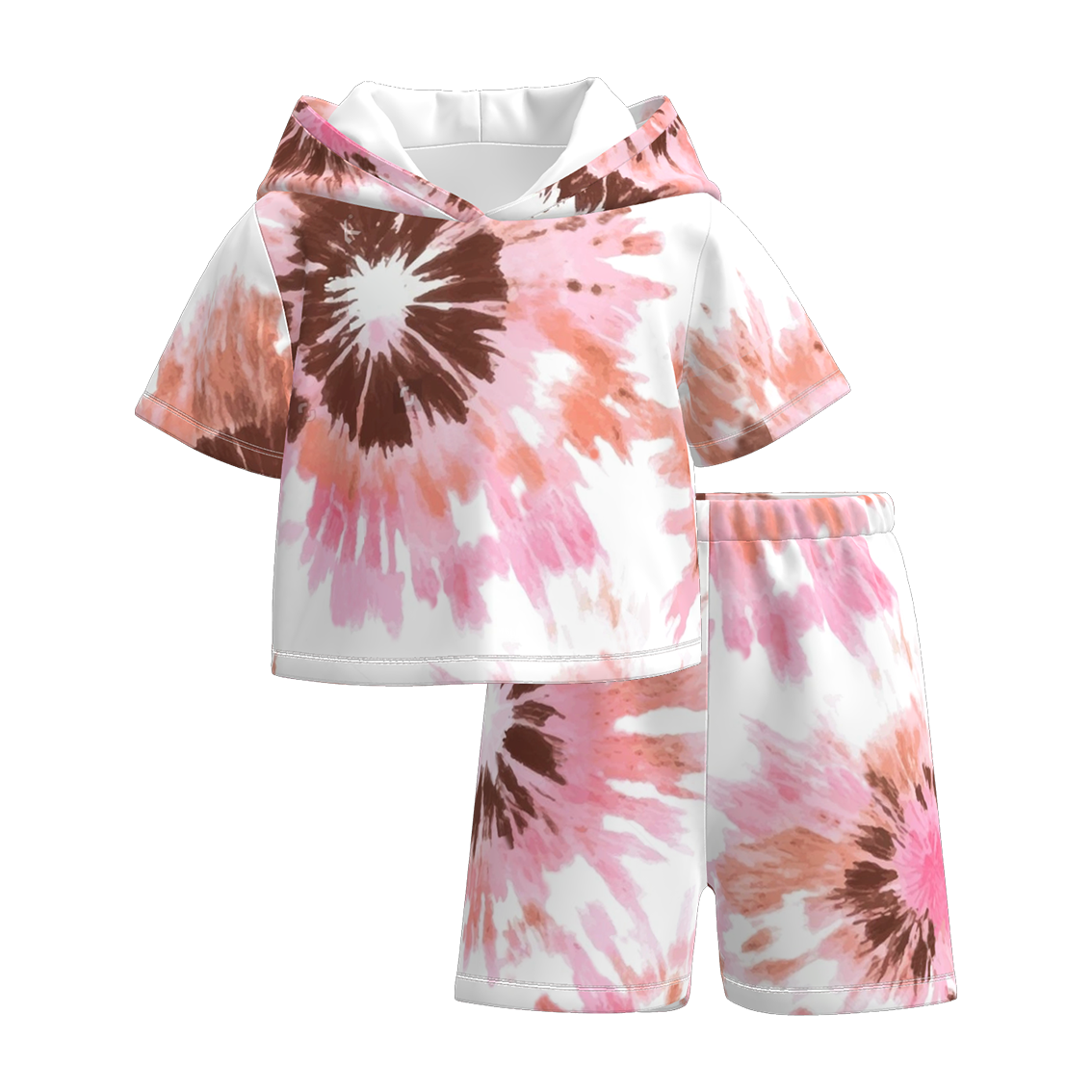 (Pre Order)Girls Spring and Summer Tie-dye Hooded Sweatshirt Set