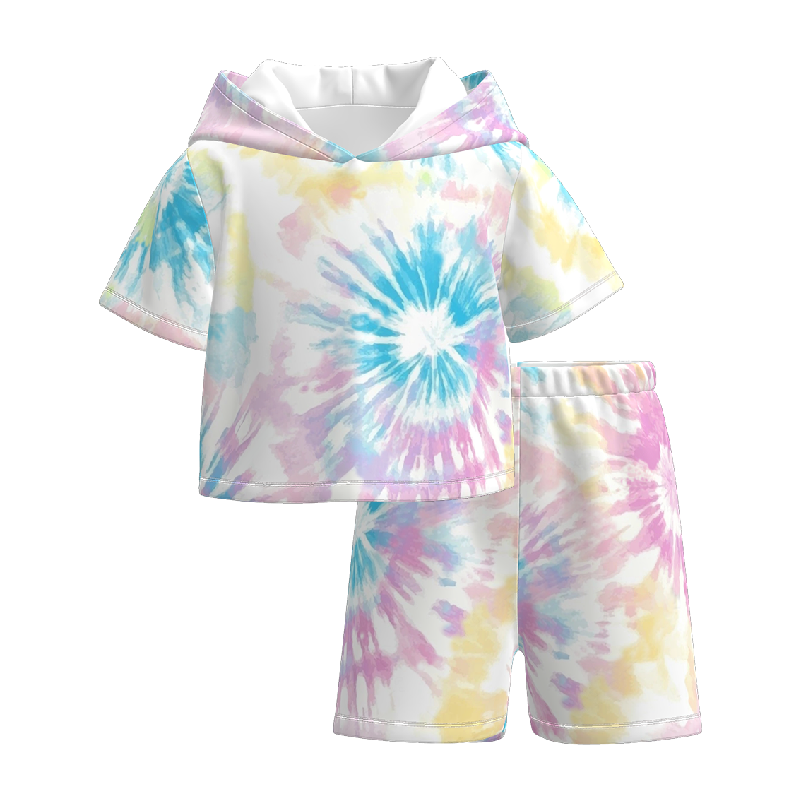 (Pre Order)Girls Spring and Summer Tie-dye Hooded Sweatshirt Set