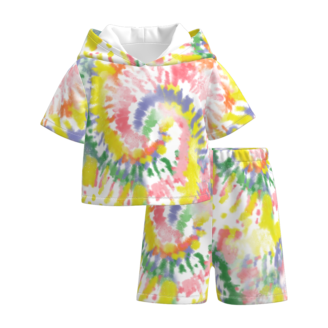 (Pre Order)Girls Spring and Summer Tie-dye Hooded Sweatshirt Set