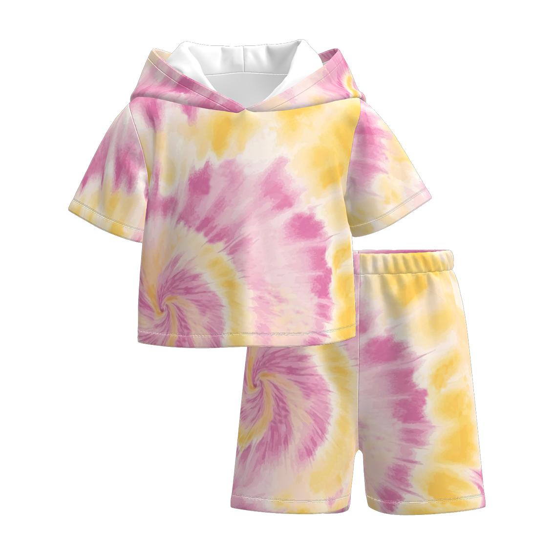 (Pre Order)Girls Spring and Summer Tie-dye Hooded Sweatshirt Set