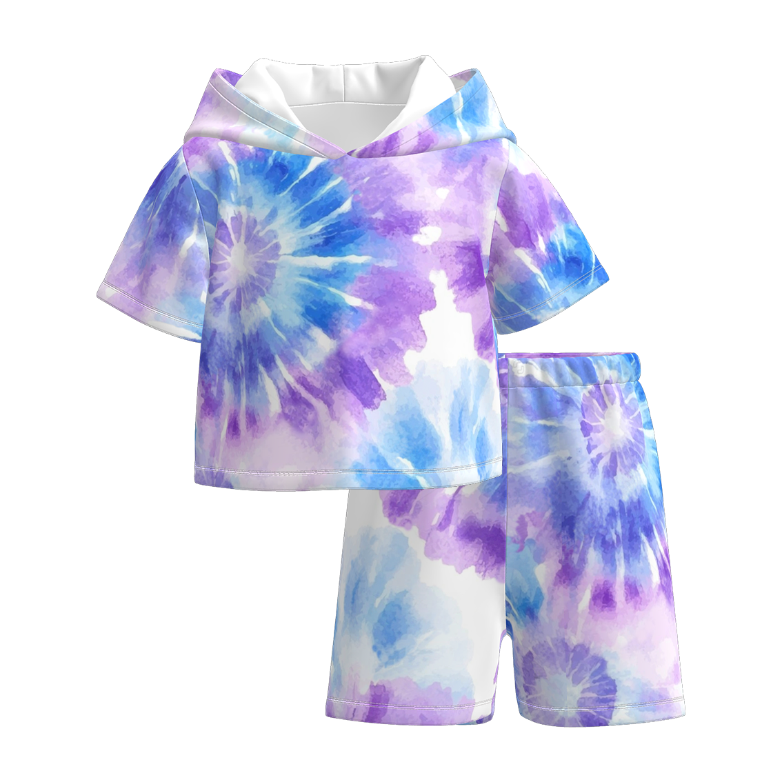 (Pre Order)Girls Spring and Summer Tie-dye Hooded Sweatshirt Set
