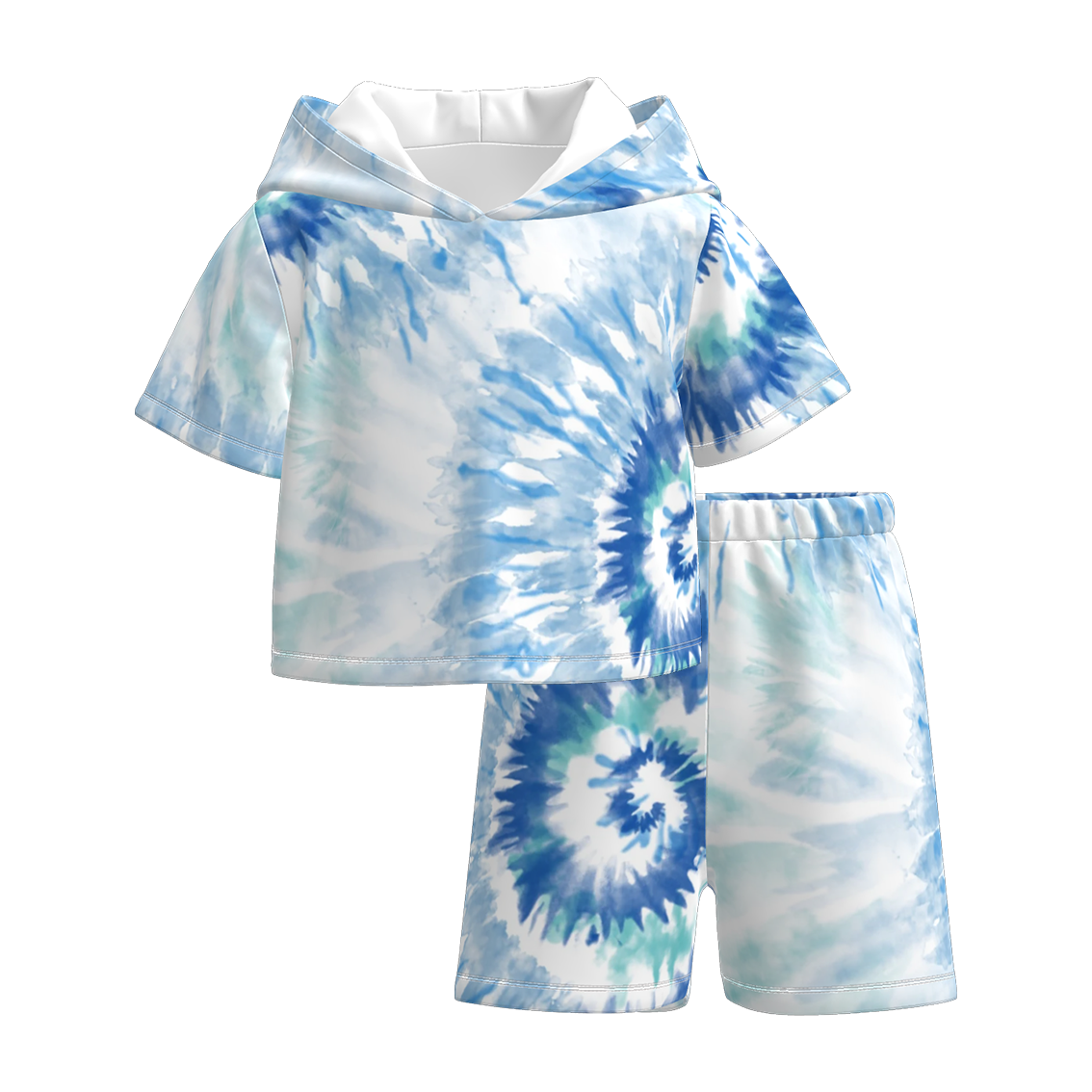 (Pre Order)Girls Spring and Summer Tie-dye Hooded Sweatshirt Set