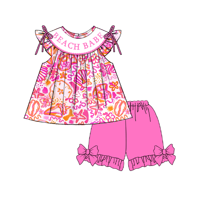 (Pre Order)Sisters Spring and Summer Embroidery Smocked Dress,Romper&Shorts Set