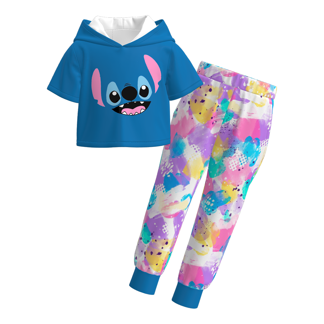 (Pre Order)Girls Spring and Summer Cartoon Print Hoodie Set