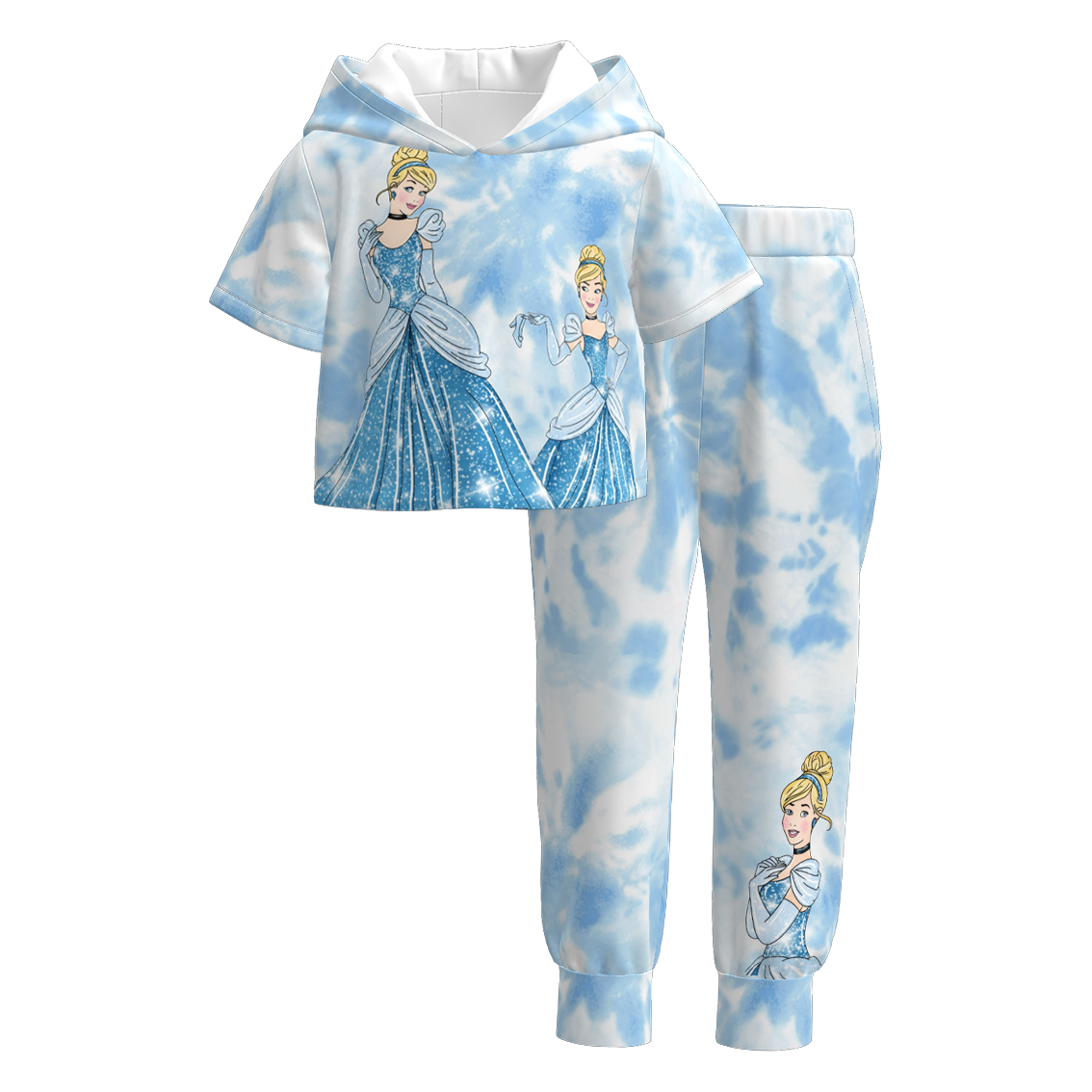 (Pre Order)Girls Spring and Summer Cartoon Print Hoodie Set