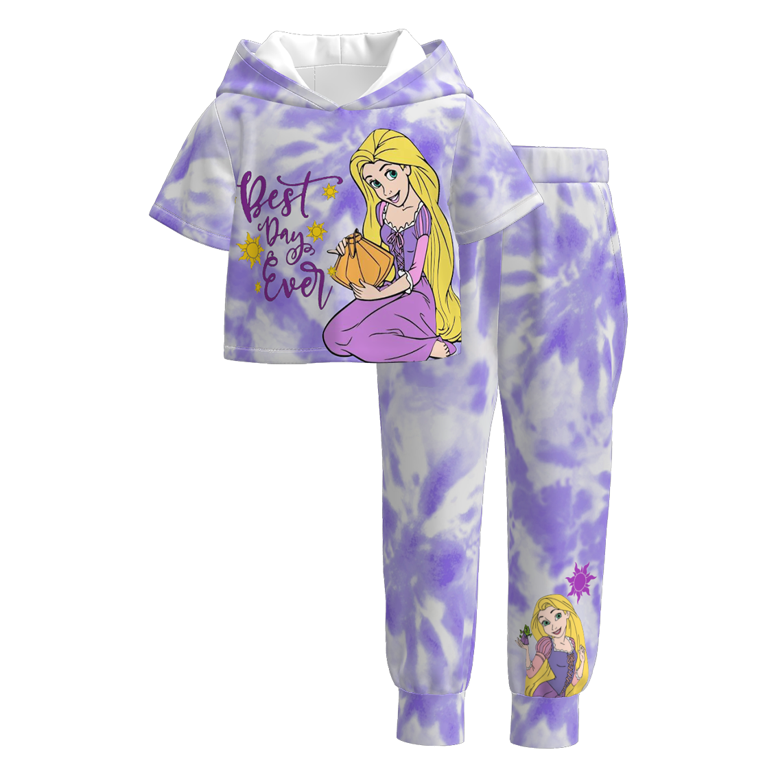 (Pre Order)Girls Spring and Summer Cartoon Print Hoodie Set