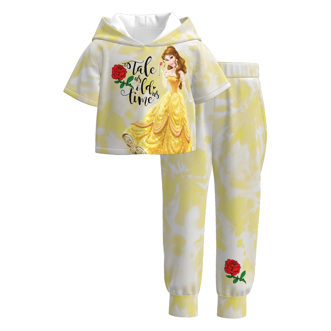 (Pre Order)Girls Spring and Summer Cartoon Print Hoodie Set