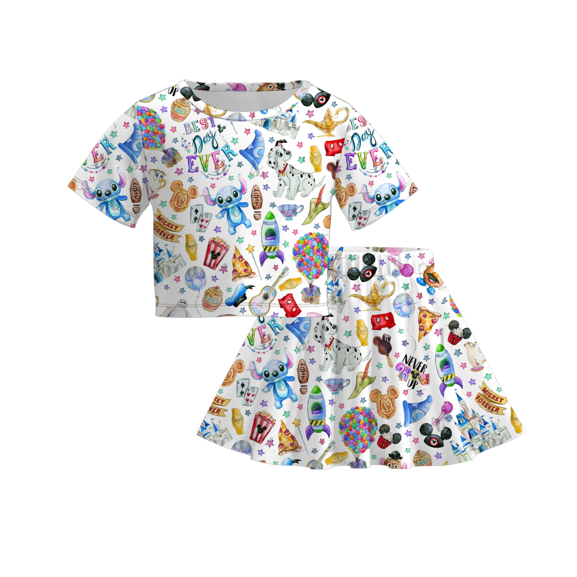 (Pre Order)Girls Spring and Summer Princess&Cartoon Print Skirt Set