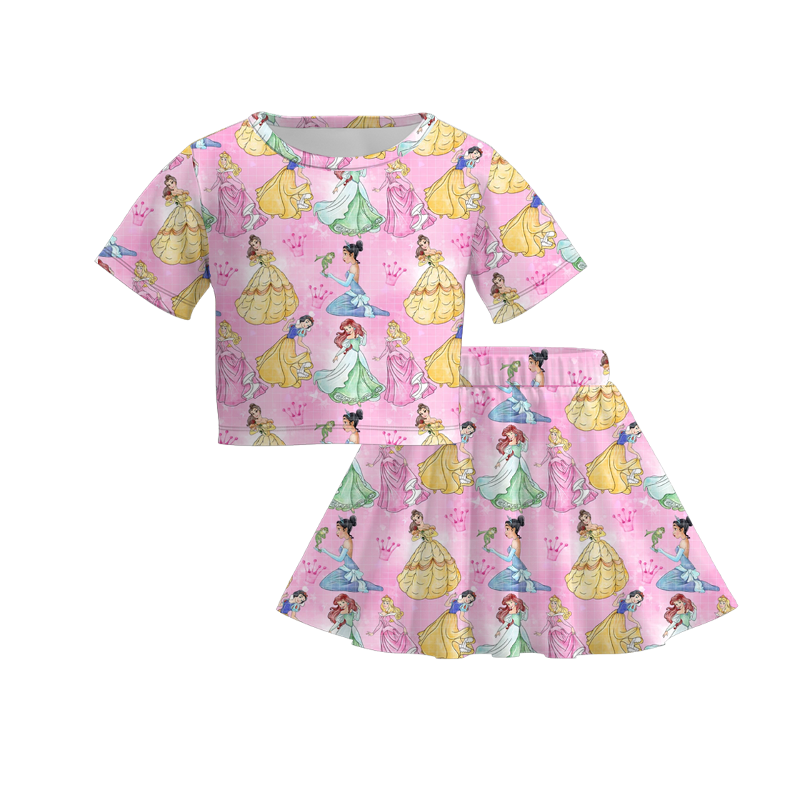 (Pre Order)Girls Spring and Summer Princess&Cartoon Print Skirt Set
