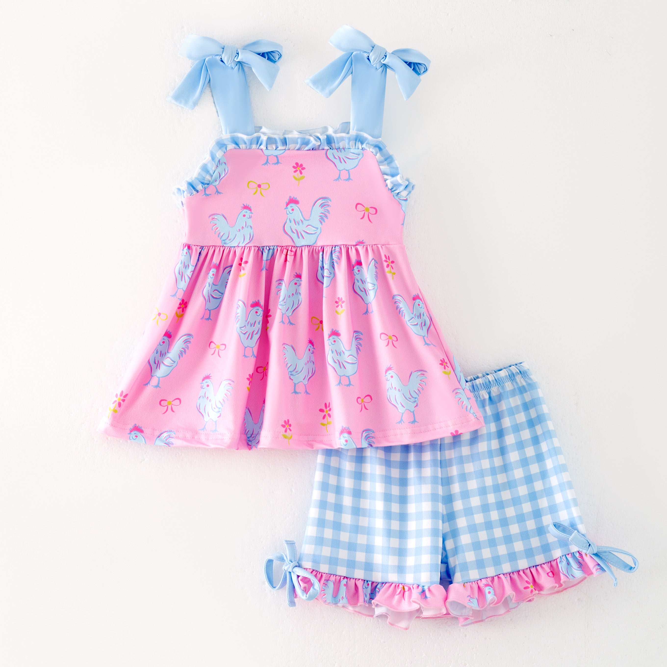 (Pre Order)Girls Spring and Summer Farm&Puppy Print Shorts Set