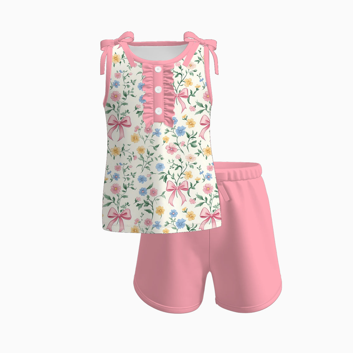 (Pre Order)Sisters Spring and Summer Bow Print Dress,Romper and Set