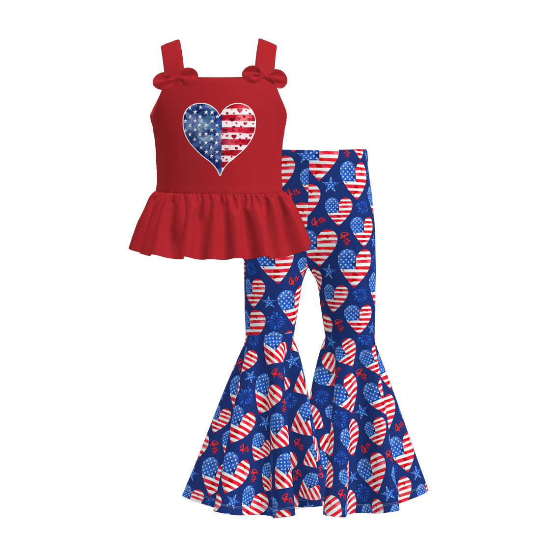 (Pre Order)Girls Patriotic Print Outfit Set