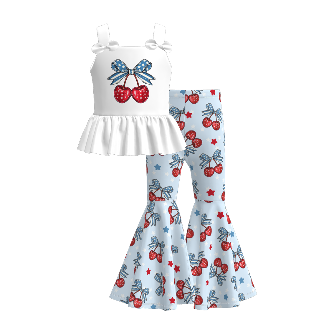 (Pre Order)Girls Patriotic Print Outfit Set