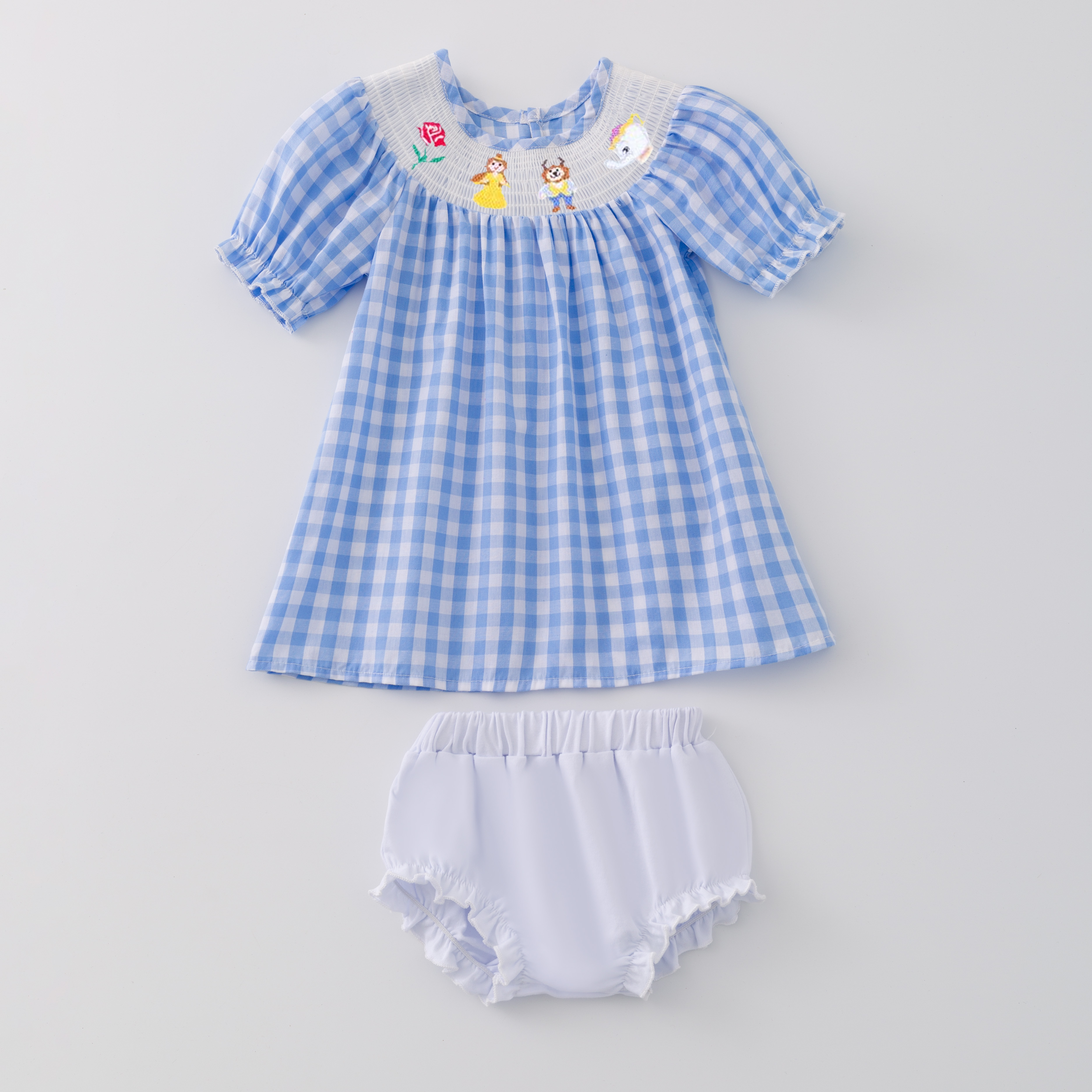 (Pre Order)Sisters Spring&Summer Princess Embroidery Smocked Dress Romper